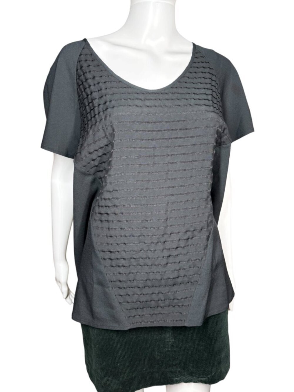 Calvin Klein Short Sleeve Black Textured Blouse Size XL